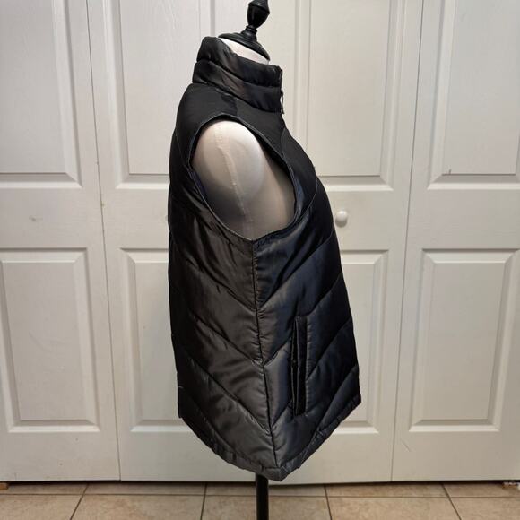 Lands End Silver Down & Feather Puffer Vest Sz S Quilted Metallic Outdoor Gray - Picture 2 of 7